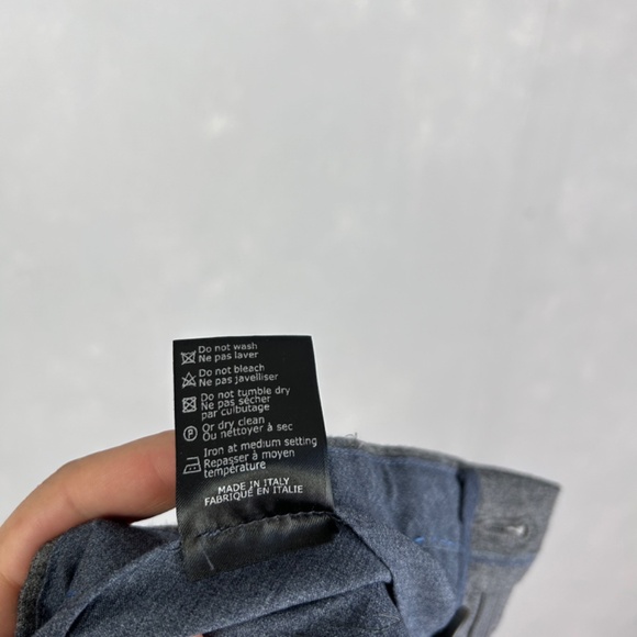 Saks Fifth Avenue men’s size 36 x 31 wool dress pants slim leg gray blue plaid - Picture 13 of 15